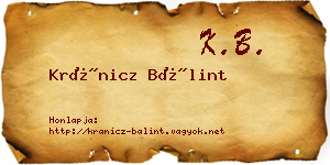 Kránicz Bálint névjegykártya