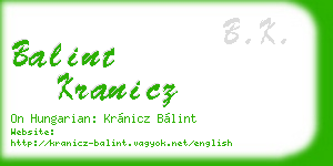balint kranicz business card