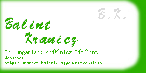 balint kranicz business card